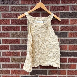 Rachel Zoe Cream Yellow Mini Floral Scrunch Halter Sleeveless Tank Top